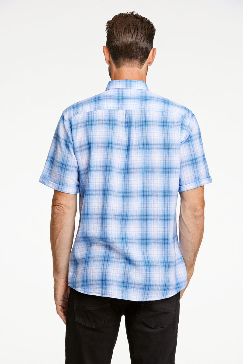 Checked cotton/linen shirt S/S