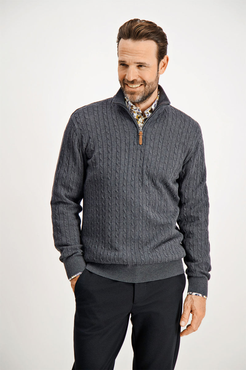 1/2 zip cable knit