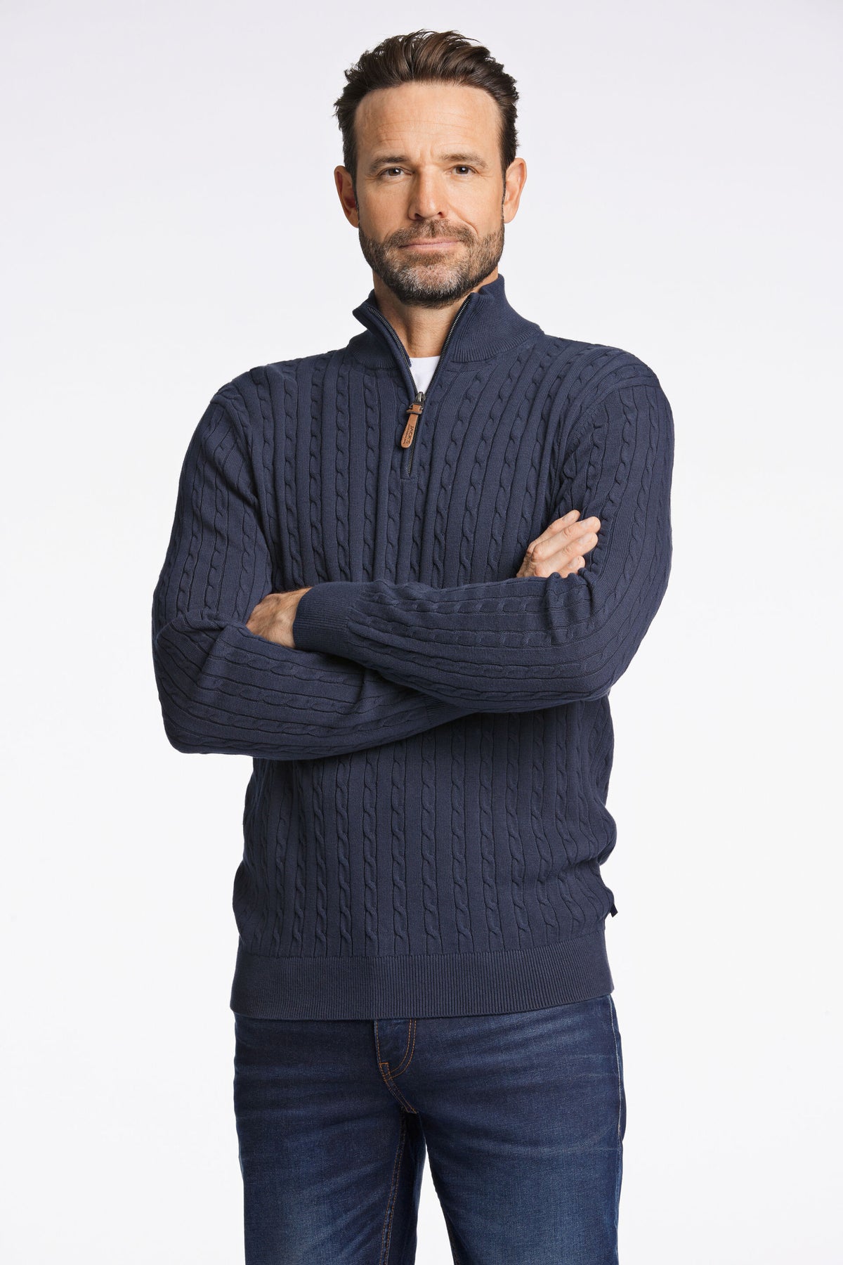 1/2 zip cable knit