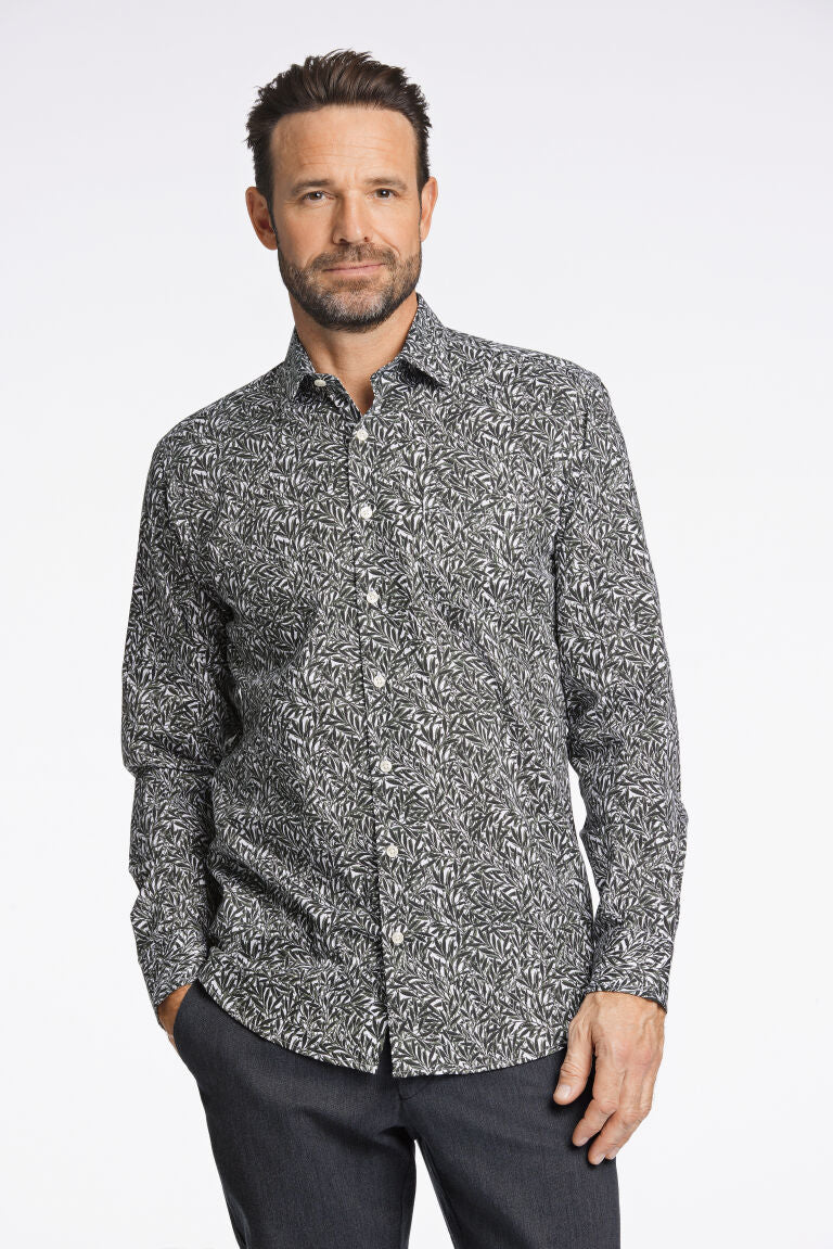 AOP plain stretch shirt L/S