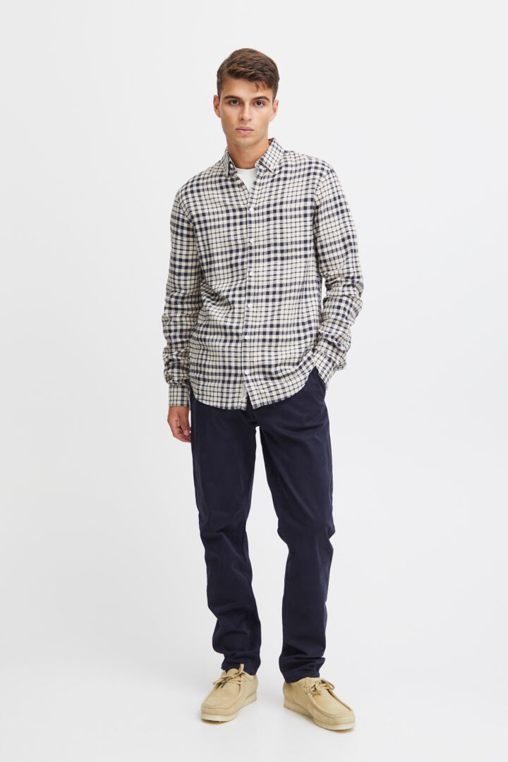 CFAnton LS BD checked linen mix shirt