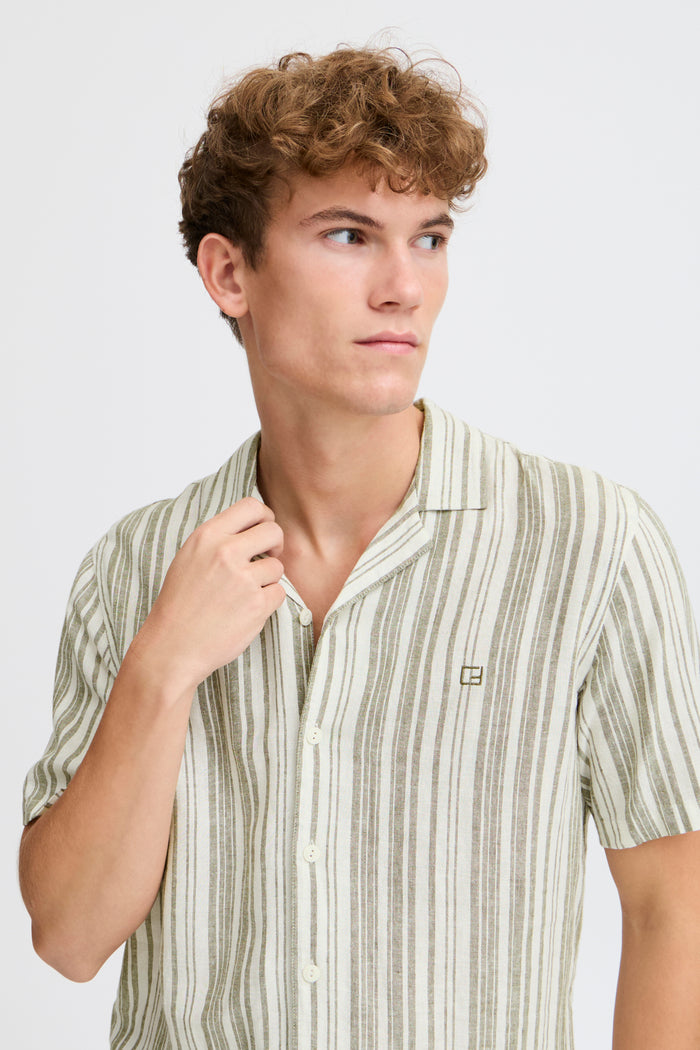 CFISAK SS RC striped linen mix shirt