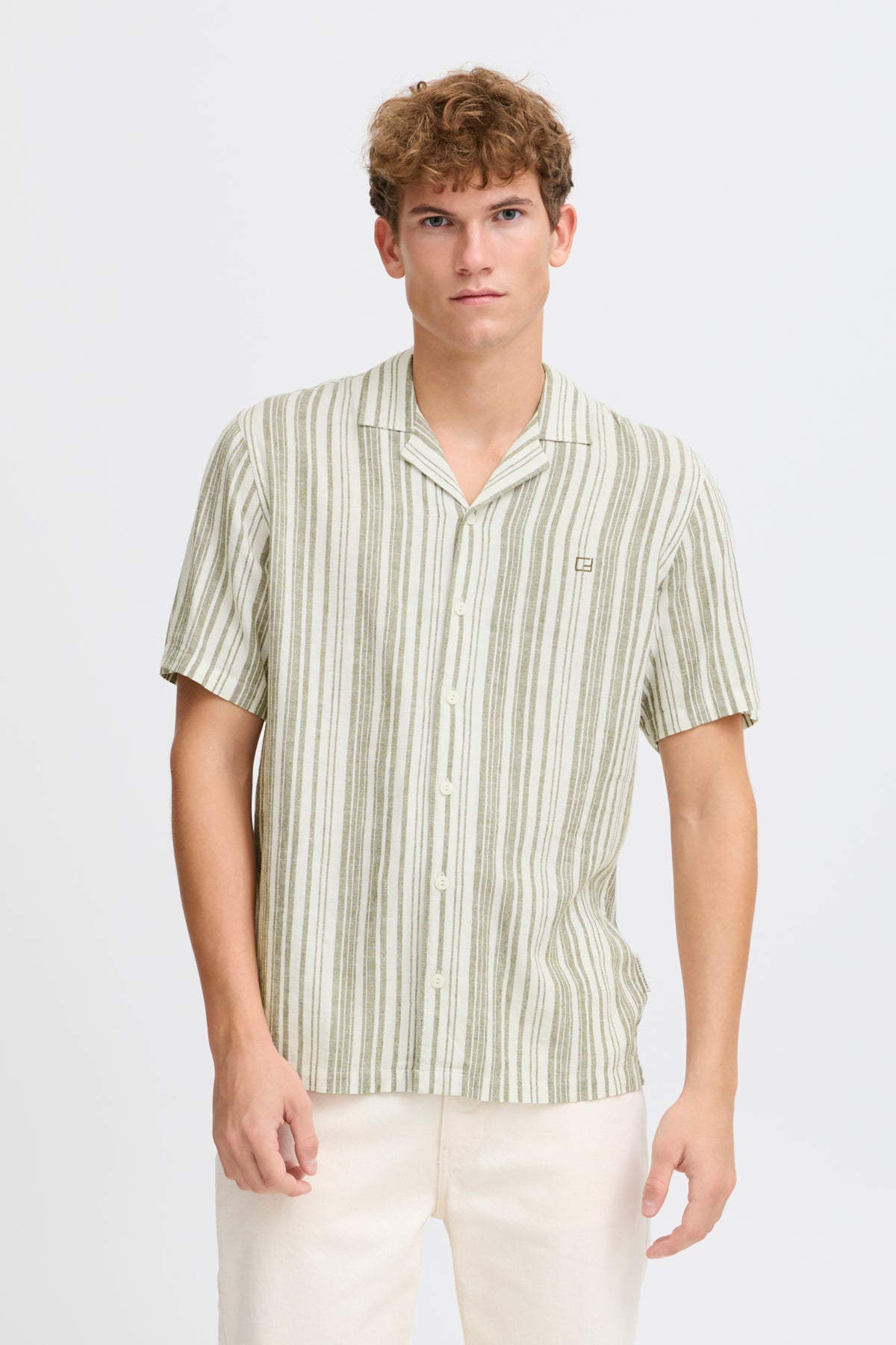 CFISAK SS RC striped linen mix shirt