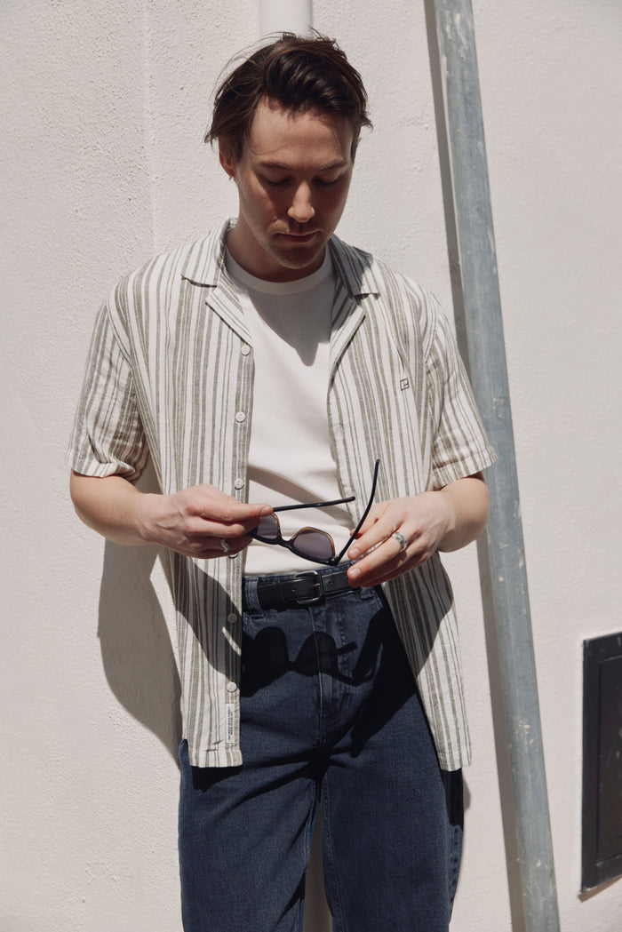 CFISAK SS RC striped linen mix shirt