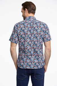 Printed cotton/linen shirt S/S