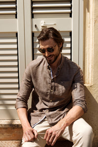 FQSteven linen combo LS shirt