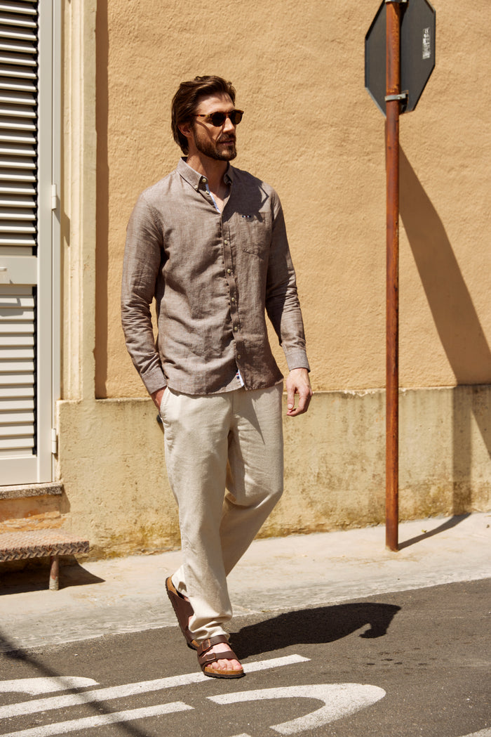 FQSteven linen combo LS shirt