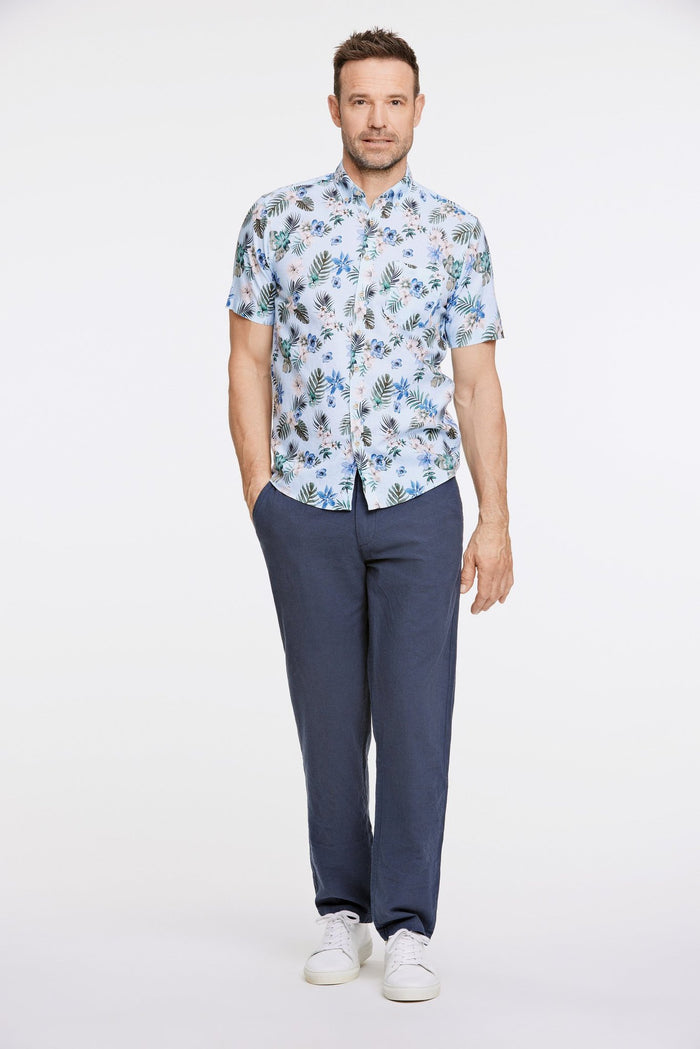 PRINTED COTTON/LINEN SHIRT