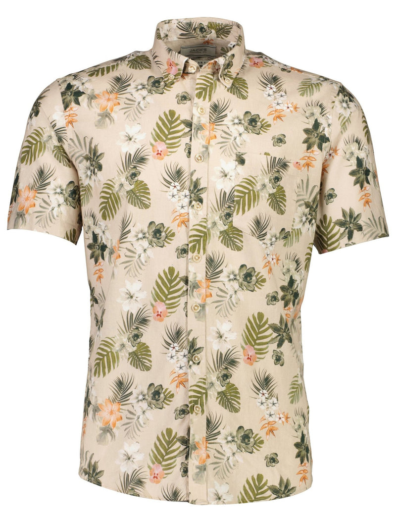 PRINTED COTTON/LINEN SHIRT