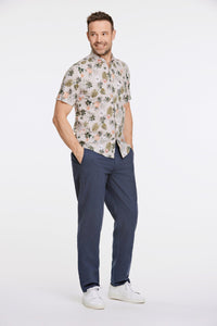 PRINTED COTTON/LINEN SHIRT