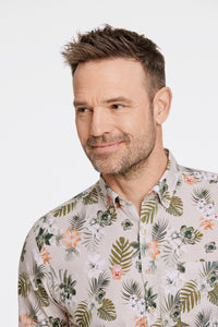 PRINTED COTTON/LINEN SHIRT