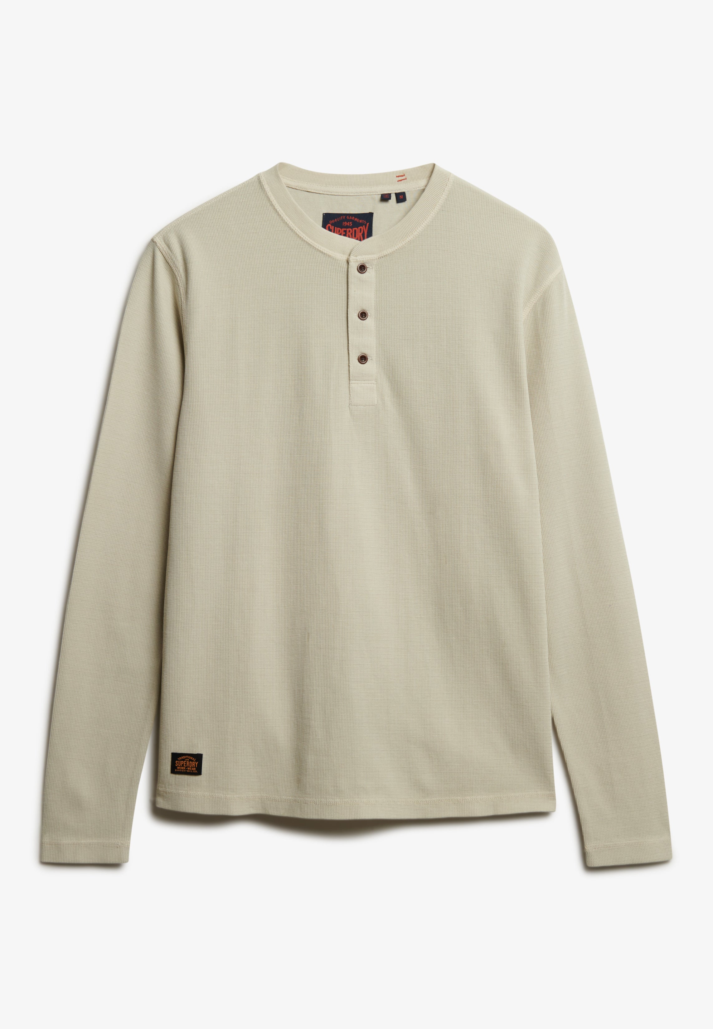 WAFFLE LONG SLEEVE HENLEY TOP