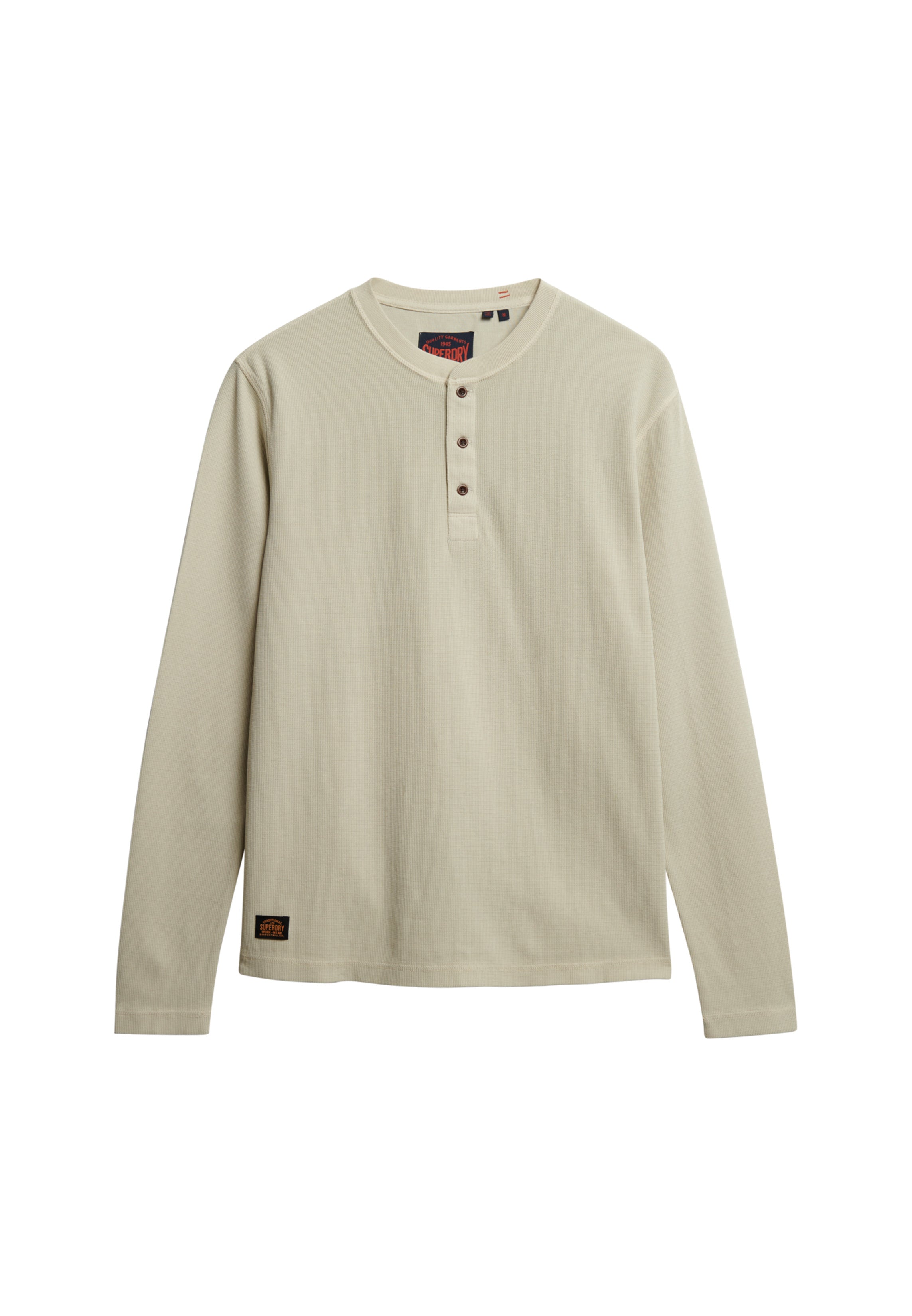WAFFLE LONG SLEEVE HENLEY TOP