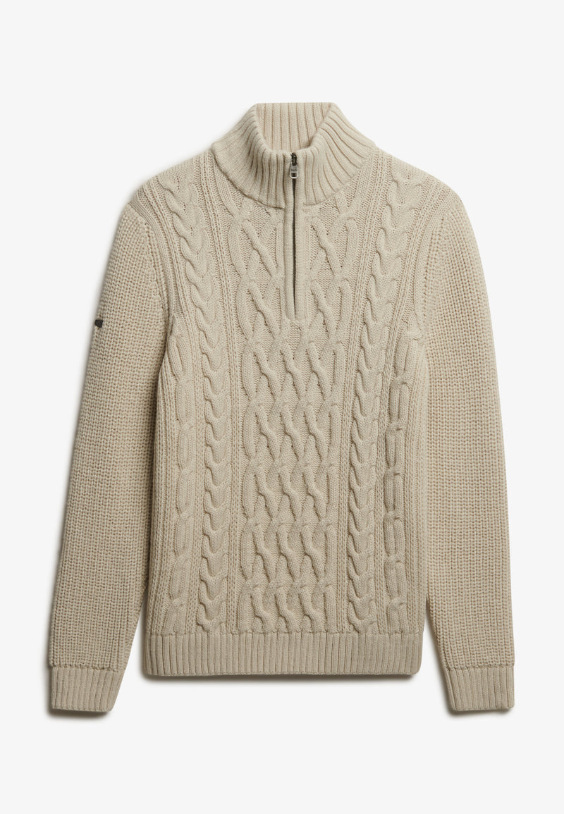 JACOB CABLE KNIT HALF ZIP