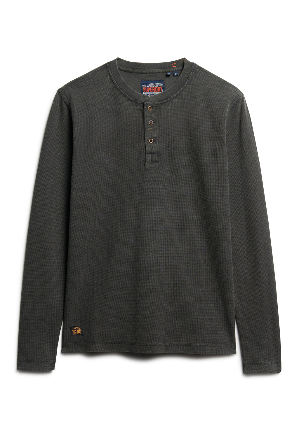 WAFFLE LONG SLEEVE HENLEY TOP