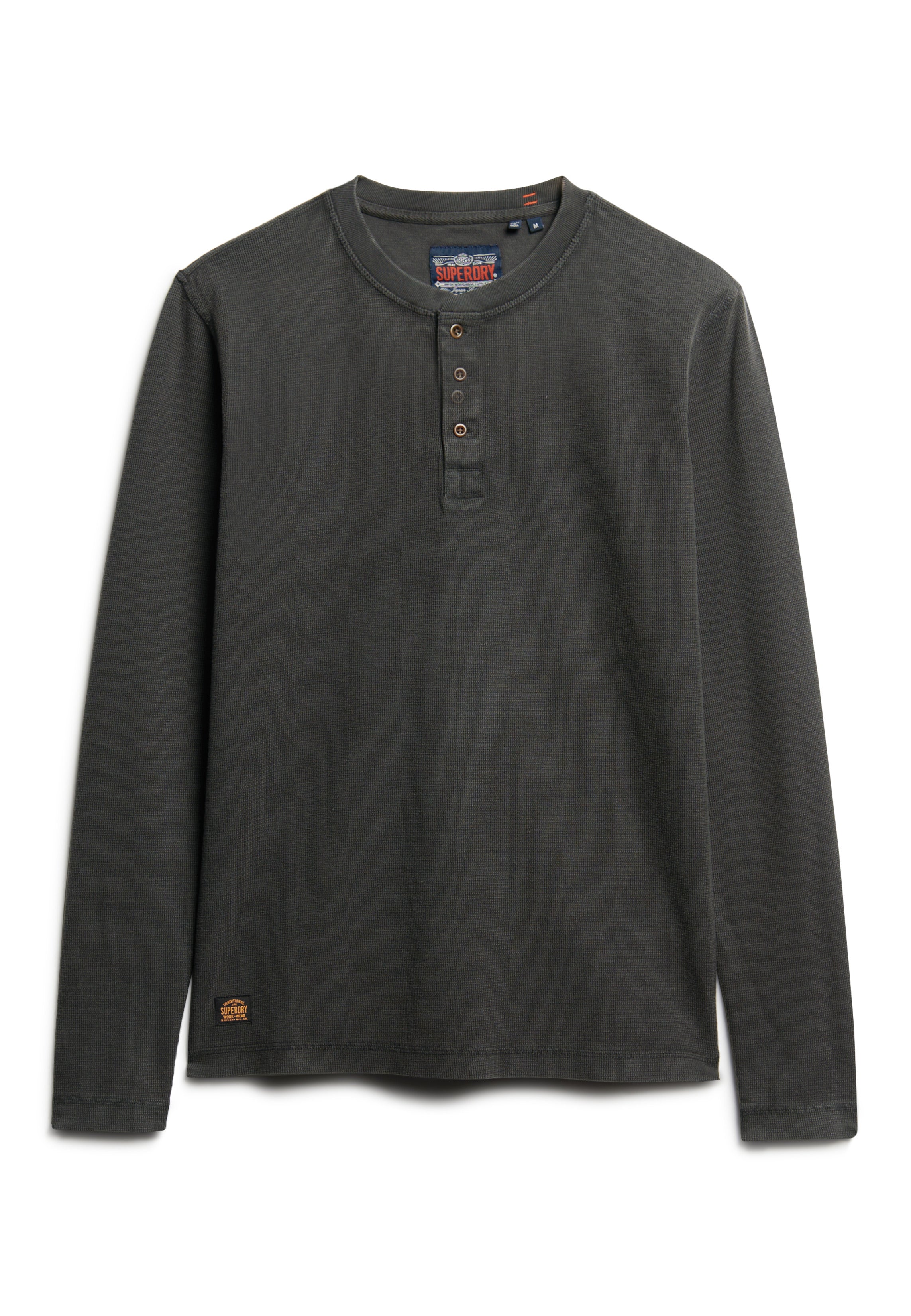 WAFFLE LONG SLEEVE HENLEY TOP