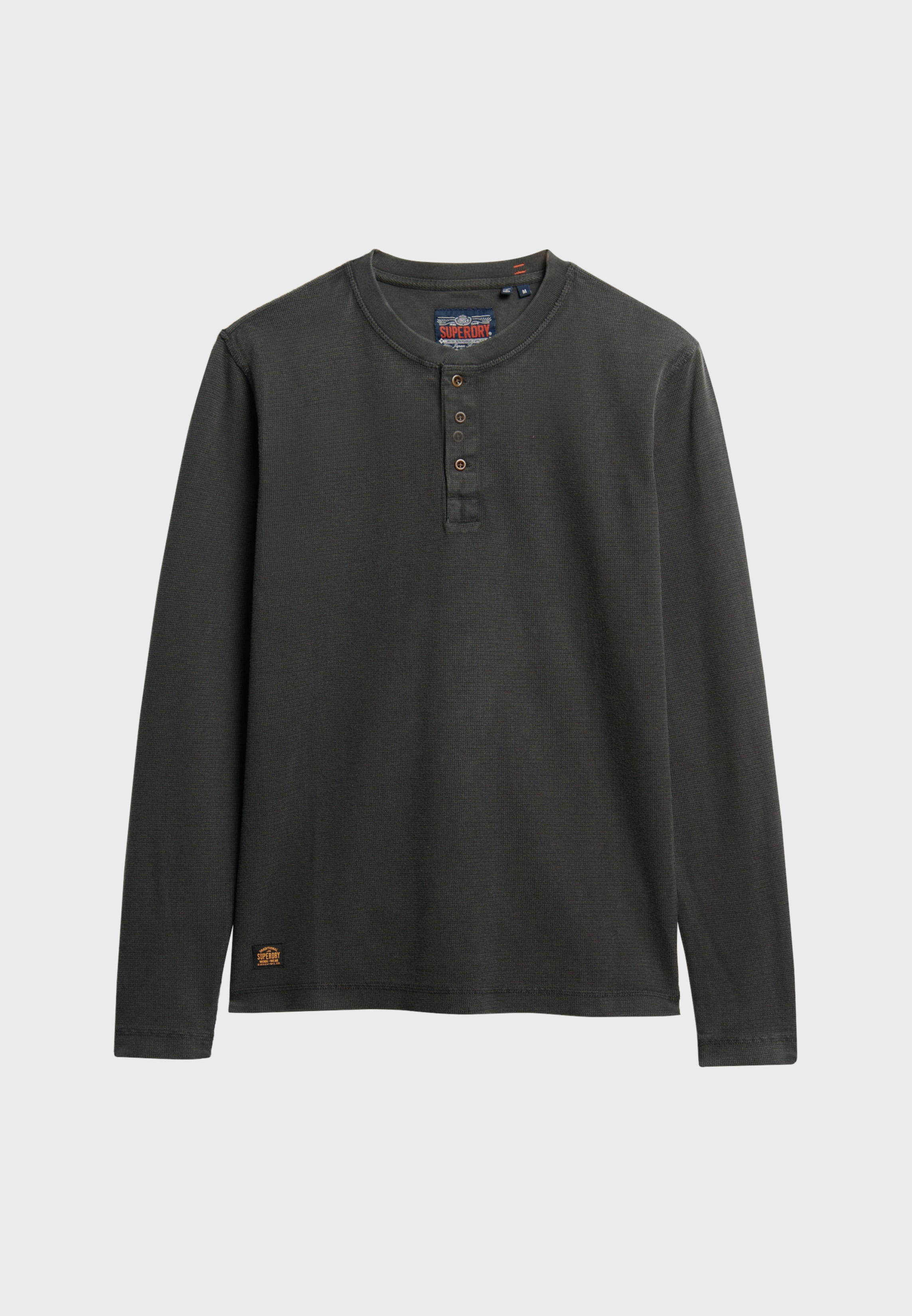 WAFFLE LONG SLEEVE HENLEY TOP