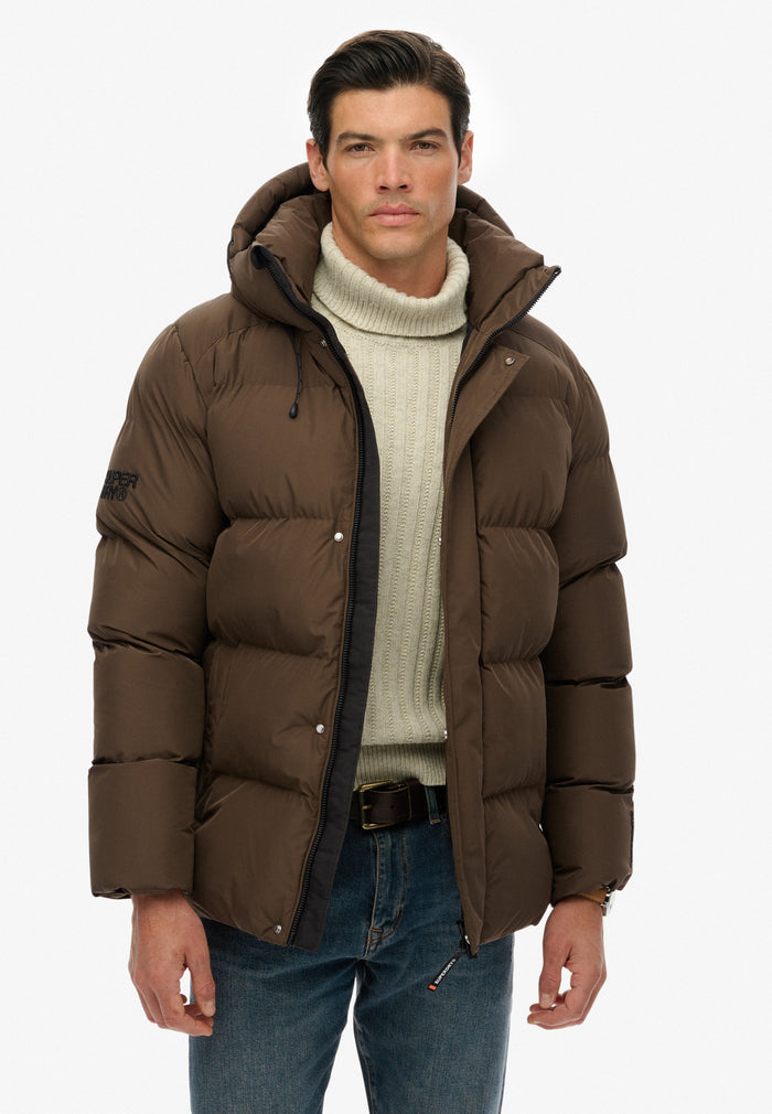 HOODED 5 BAFFLE SPORTS PUFFER