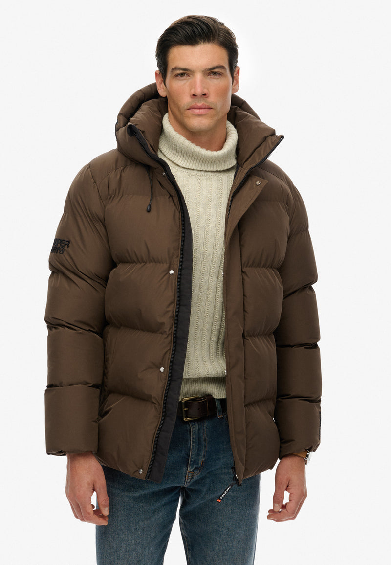HOODED 5 BAFFLE SPORTS PUFFER