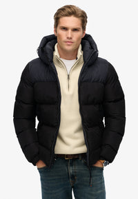 COLOURBLOCK HOODED PUFFER JKT