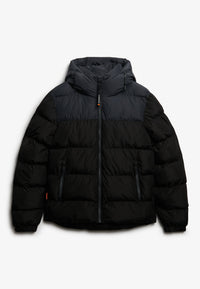 COLOURBLOCK HOODED PUFFER JKT