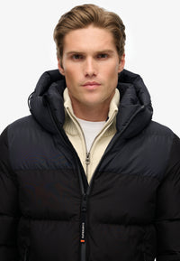 COLOURBLOCK HOODED PUFFER JKT