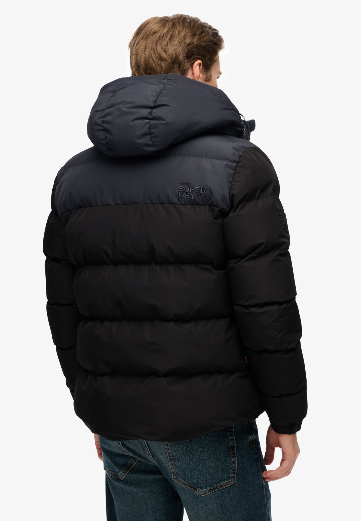 COLOURBLOCK HOODED PUFFER JKT