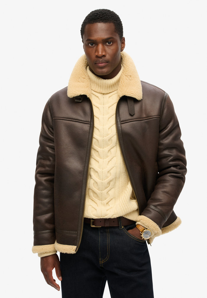 FAUX SHEARLING AVIATOR JACKET