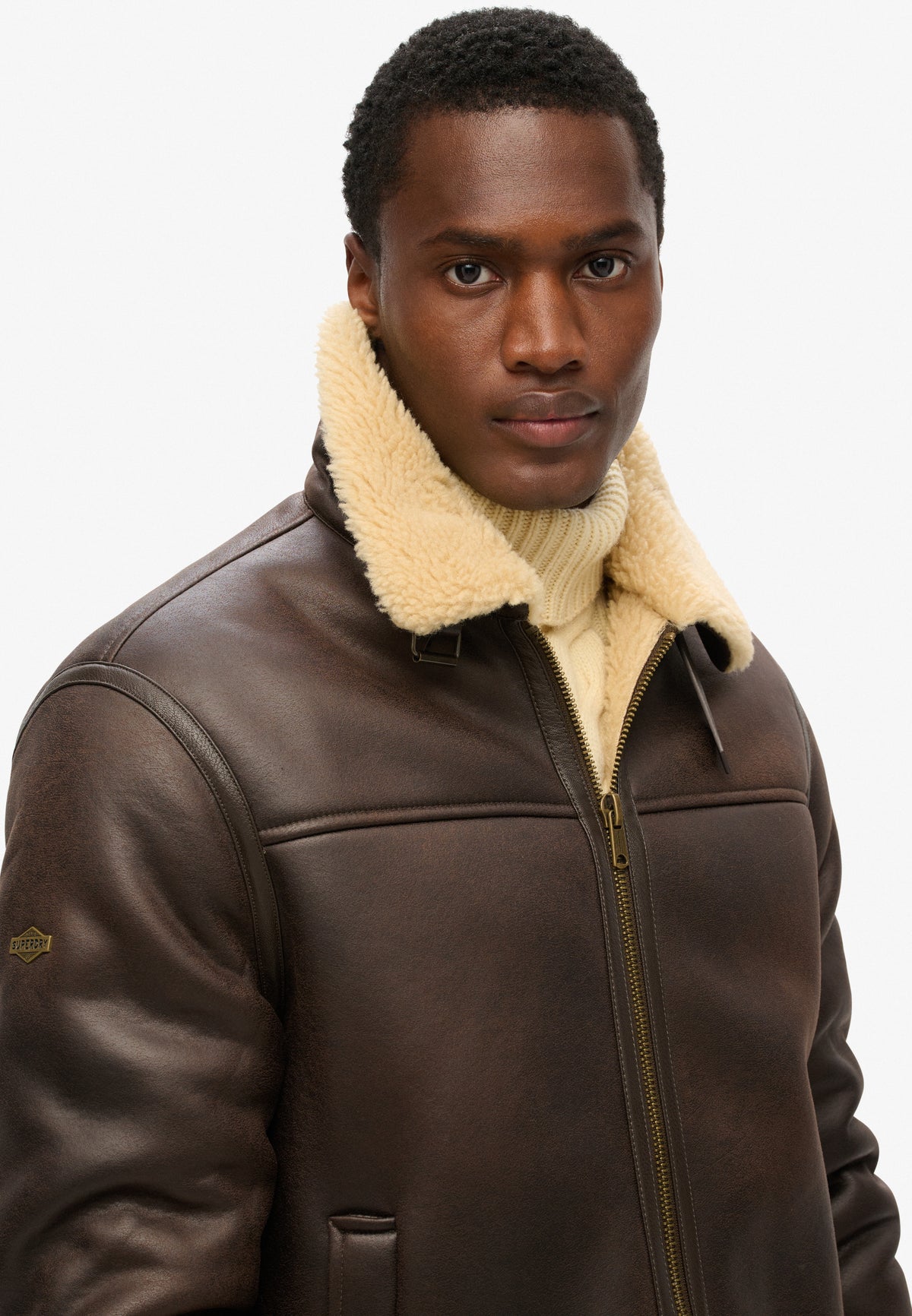 FAUX SHEARLING AVIATOR JACKET