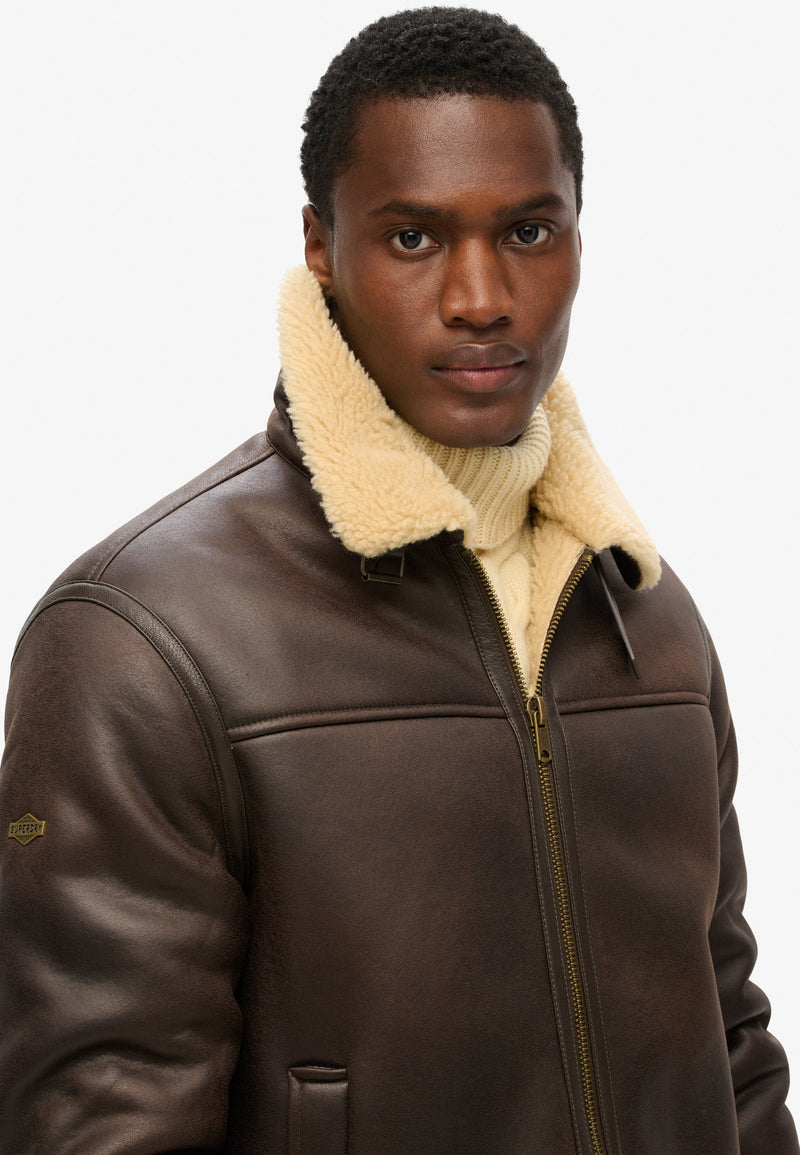 FAUX SHEARLING AVIATOR JACKET