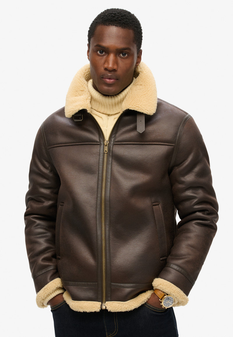 FAUX SHEARLING AVIATOR JACKET