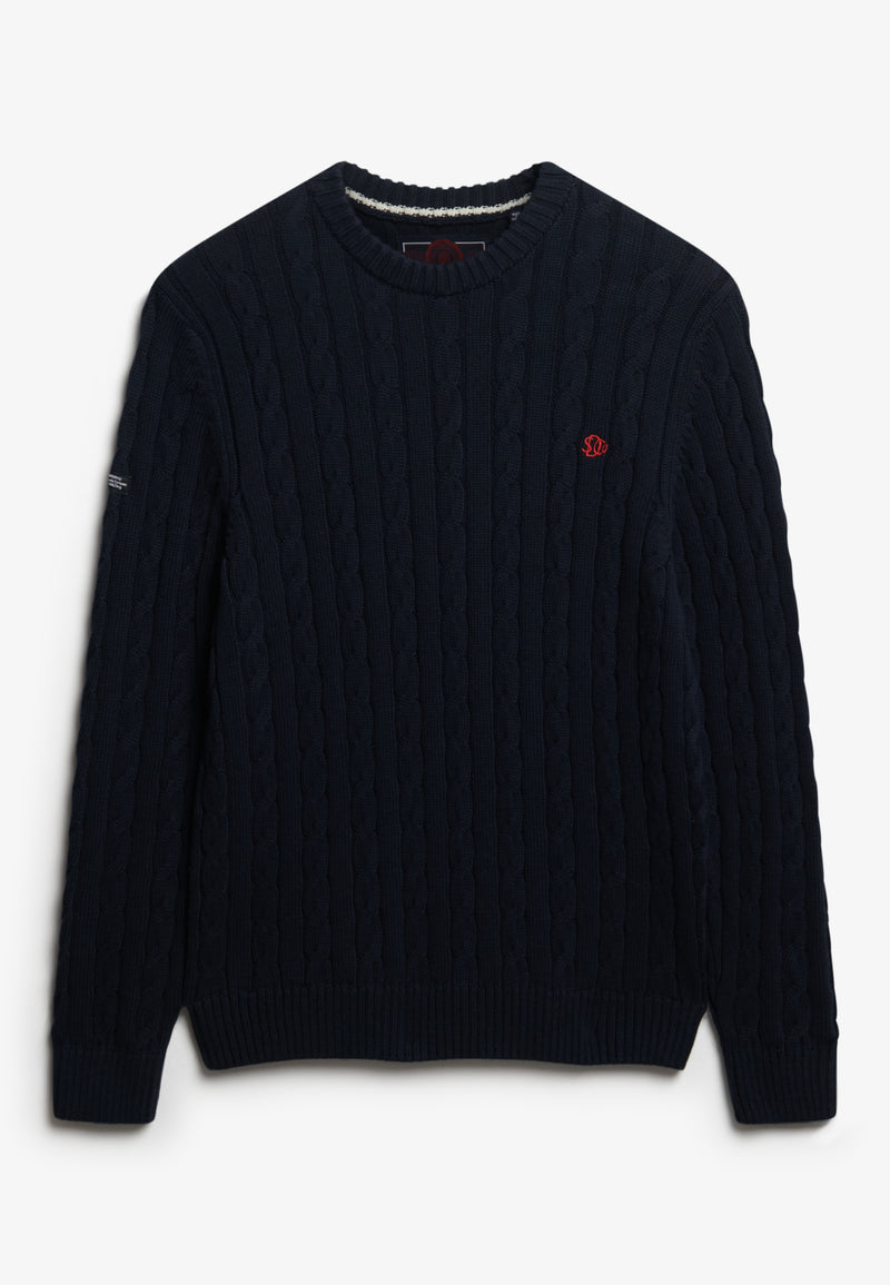 COTTON CABLE KNIT CREW