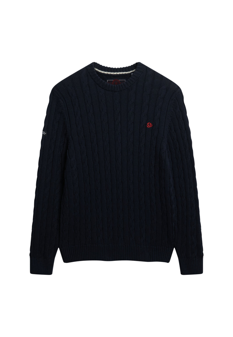 COTTON CABLE KNIT CREW