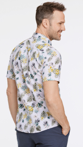 PRINTED COTTON/LINEN SHIRT