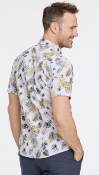 PRINTED COTTON/LINEN SHIRT