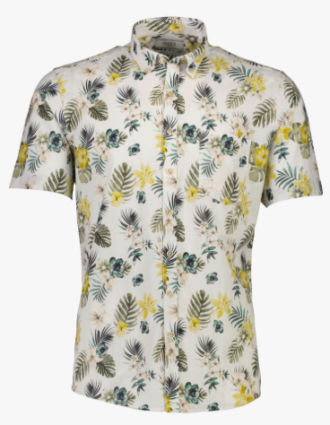 PRINTED COTTON/LINEN SHIRT