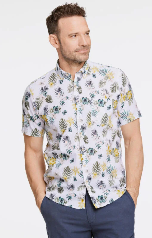 PRINTED COTTON/LINEN SHIRT