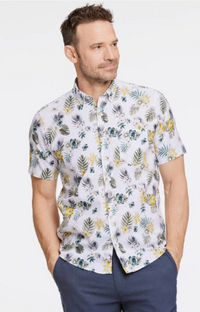 PRINTED COTTON/LINEN SHIRT